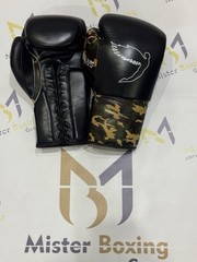 Handmade Fly Boxing Gloves Came Black Leather Sparring & Training