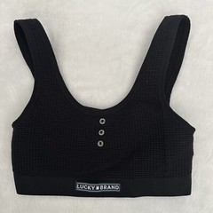 Lucky Brand Bra Youth Medium Bralette Ribbed Logo Wireless Pullover NO PADDING