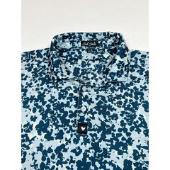 Bad Birdie Mens XL Blue Abstract Floral Golf Polo Short Sleeve Performance Shirt