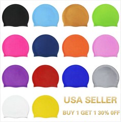 Silicone Swimming Cap Solid Color Long Hair Clean Swim Pool For Adult Men Women