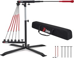 Baseball Swing Trainer with Resistance Levels, Adjustable Height 31-45 in
