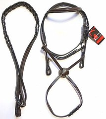 Kincade Brown Leather COB Figure 8 Jumper Event Bridle with Braided Reins