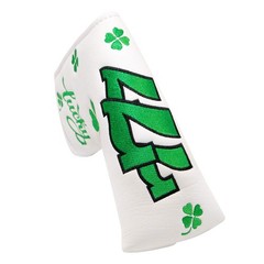 Lucky Green Clover Shamrock Golf Blade Putter Cover Headcover Club White