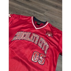FUBU Chocolate City 05 Jersey Red Mens Large Vintage 90s Hip Hop Mesh