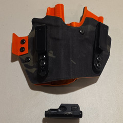 Kydex IWB Appendix Concealment Holster Ambi Black/Orange Clip + Light