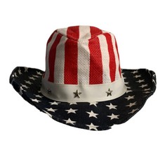 USA FLAG Stars Stripes Patriotic Cowboy rodeo Ranch western Hat One Sze Posable