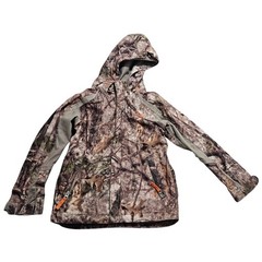 Cabelas Zonz Woodlands Camo Hunting Jacket Mens Small Packable Hooded Full Zip