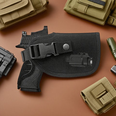 Tactical Compact OWB Gun Holster f/ Pistols with Flashlight or Optic/Light/Laser