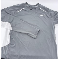 Nike Dri-FIT Long Sleeve Training Shirt Mens Medium Gray Mesh Panels 645385-066