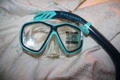 U.S. Divers Adult Mask & Snorkel Combo Teal & Blue One Size Secure & Adjustable
