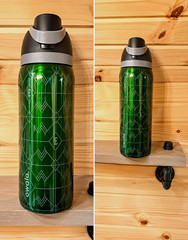 Wicked Owala FreeSip 32 fl oz Metal Water Bottle Green Geometric Push Button Lid