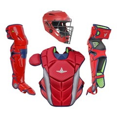 All-Star MVP-PRO Adult Baseball Catcher’s Package – Scarlet/Navy