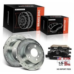 10.20 inch (259mm) Rear Drilled and Slotted Disc Brake Rotors + Ceramic Pads