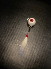 5 White Fluke Balls Flounder Jig from 2oz to 8oz W/3-D Eyes, Swivel & 5/0 Teaser