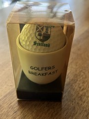 «Golfers Breakfast» Egg Cup with St Andrews Golf Ball🔥Collectors Find!