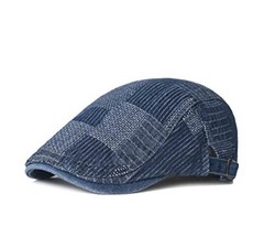 Unisex Denim Newsboy Hats Flat Ivy Gatsby Cabbie Driving One Size Retro Blue