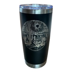 Desert Scene Cactus Sun Tumbler Black with 2 Stainless Steel 20oz