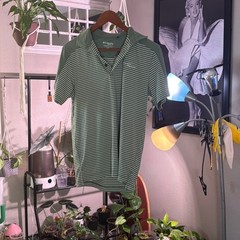 Columbia Golf Polo Shirt Mens Small S Green Striped Outdoor Meadows