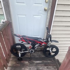Kids Bike Black/Red/White w/ Training Wheels & Knobby Tires, Kids Bicycle