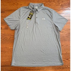 New Under Armour Coldblack Performance Golf Polo Shirt Mens 2XL Gray Geometric
