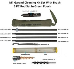 M1 Garand Buttstock Cleaning Kit Set,Oiler Brush 8-32 TPI 5PC Rod in Green Pouch