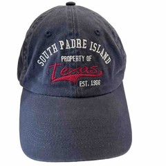 South Padre Island Hat Cap Navy w Beige Red Prop of Texas Est 1968 Hook Loop
