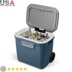 60QT Wheeled Cooler Insulated Holds 50 Cans 4 Days Heavy Duty Seat Drain Plug US
