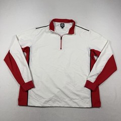 FootJoy Jacket Mens L Red FJ Golf Windbreaker Pullover Colorblock 1/4 Zip Rain