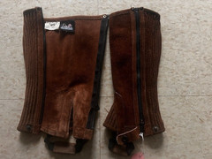 1/2 Chaps Child’s Small BROWN Zipper and Snap VGC* Suede Leggings Perris
