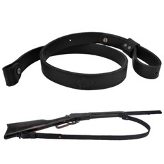 Black Leather Gun Sling Shoulder Strap for Rifle Shotgun 1″ Wide Cowboy Hunting
