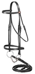 English Snaffle Bridle and Reins – Black or Brown – Full Horse Size – Cob – Pony