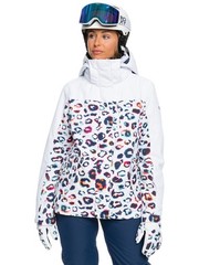 Roxy Jetty Block Bright White LEOPS Womens Snowboard Ski Jacket NEW