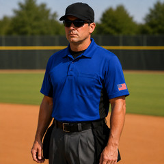 MLB Style Umpire shirt stretch 100% polyester Blue Size Large