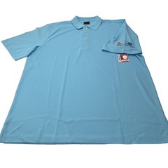 Greg Norman Mens Golf Polo Shirt Blue L/G Short Sleeve Konica Minolta Foundation