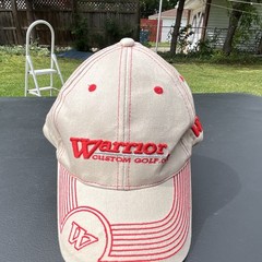 Warrior Beige/Red Adjustable Cotton Golf Hat Cap Embroidered Logo Solid Unisex