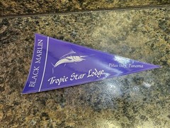 Tropic Star Lodge Pinas Bay Panama Black Marlin Flag Sticker ~ Blue