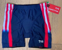 TYR Women’s Medium Red White Blue 6″ Exercise Shorts Patriot TEAM USA Made New