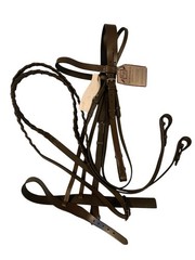 NEW English Leather Flat Hunt Bridle Breastplate Standing Martingale Lace Reins