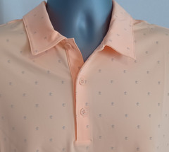 Adidas A574 MPINE Golf Polo Men’s Large Acid Orange Grey micro-palm print NEW