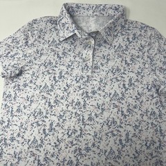 Rhoback Womens Performance Polo Shirt Small Splatter Print Blue Pink White Golf