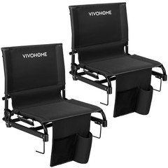 2 Pack Folding Stadium Seats w/ Back Support Portable Bleacher Chairs Cup Holder