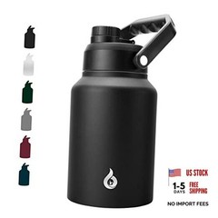 64 oz Insulated Water Bottle, Dishwasher Safe Half Gallon Water Black 64oz