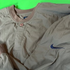 Nike Golf Windbreaker Pullover Mens Large Olive Taupe V-Neck Swoosh Wind Shirt