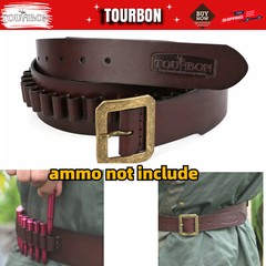 TOURBON Real Leather 44/45Mag Cartridges Ammo Holster Pistol Revolver Carry Belt