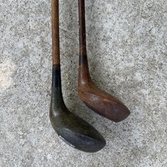 Vintage Kroydon Hickory Shaft Wood Golf Clubs Driver & Spoon Matched Pair RH