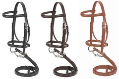 Pony English Bridle and Reins – All Leather – Black – Brown or Medium Chestnut