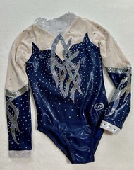 OZONE Gymnastics LEOTARD Competition BLUE Rhinestone Bling HIGH Neck GK Size: CL