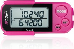 3DTriSport Supreme Quality Walking 3D Pedometer by Realalt with Clip and Strap