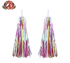 BICYCLE GRIPS METALLIC STAR POM-POM BIKE STREAMERS MULTI/COLOR PURPLE