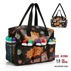 Bingo Bag with Pockets for Bingo Daubers Dabbers Dobbers Dotters Water PU Black